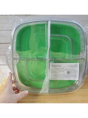 Pampered Chef Cool & Serve Square Tray Model #2292 Green New In Opened Package